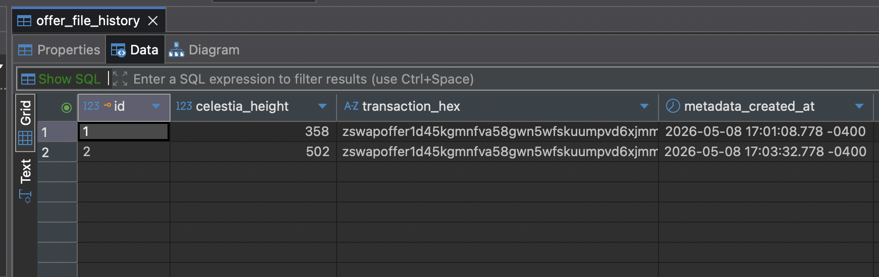 Celestia integration: offer lifecycle and settlement state