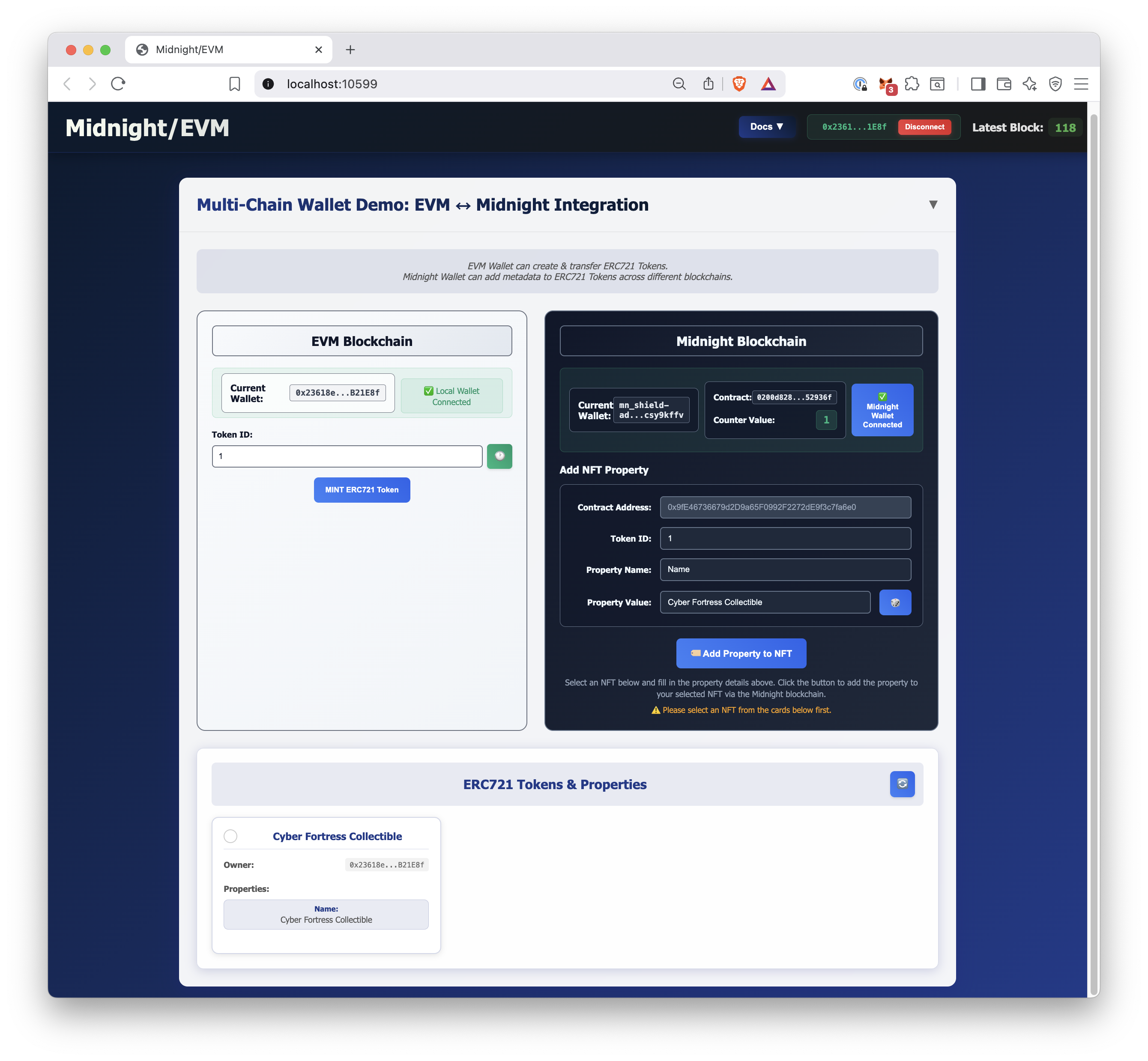 The EVM + Midnight dApp