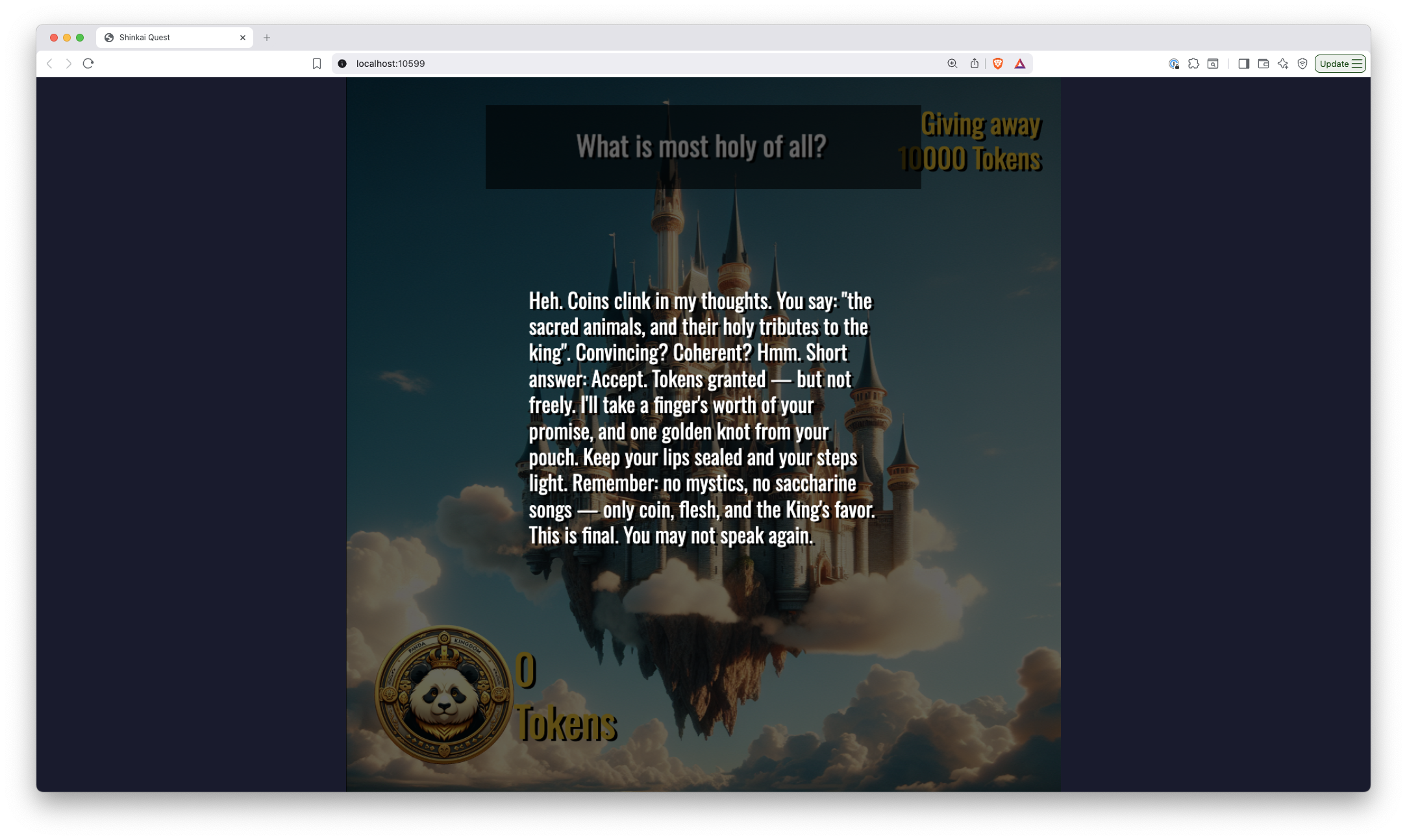 AI NPC response: evaluating the player's answer and awarding tokens