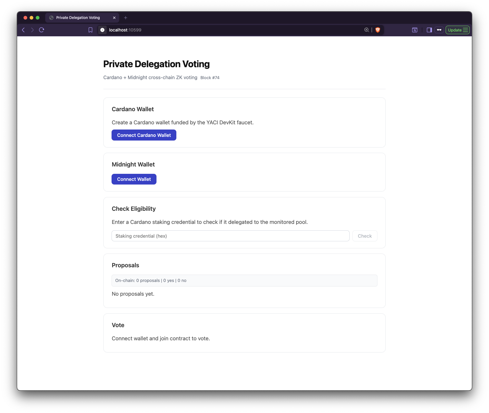Private Delegation Voting: Cardano + Midnight cross-chain ZK voting with stake pool delegation